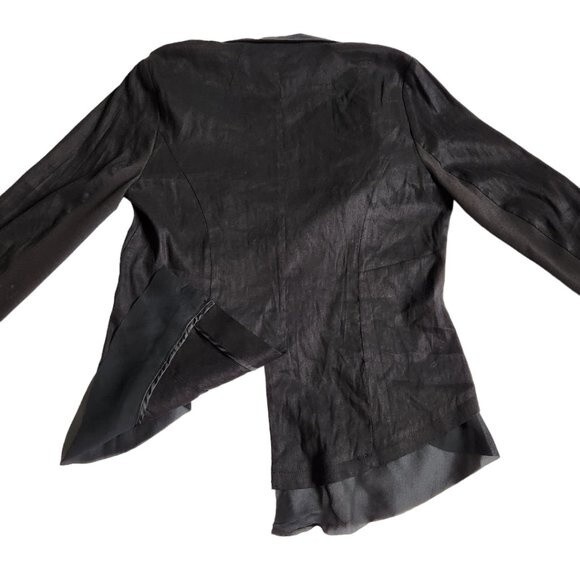 Simply Vera Vera Wang Black Linen Hi Lo 1 Button Blazer Jacket Size M - Picture 3 of 11